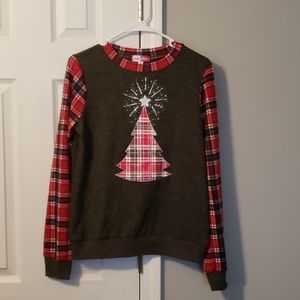 Christmas tree plaid long sleeve top